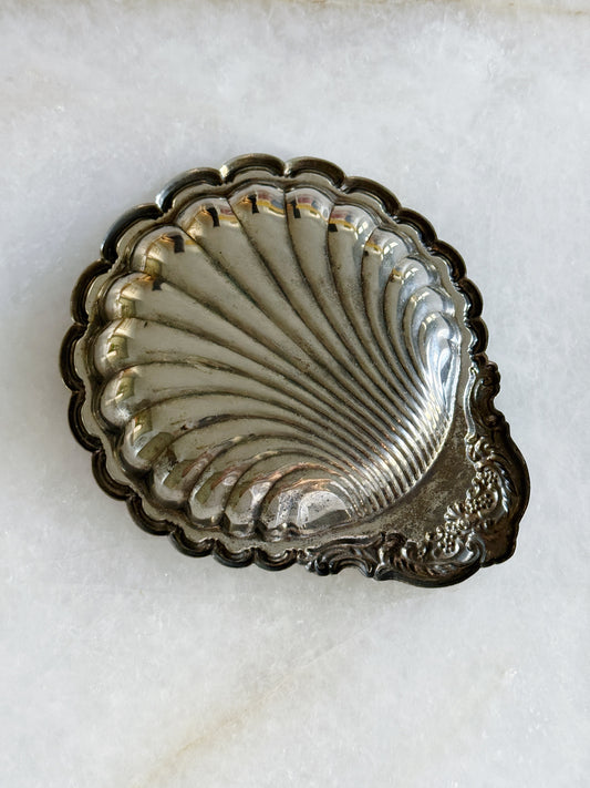 Vintage Silver Small Shell Dish