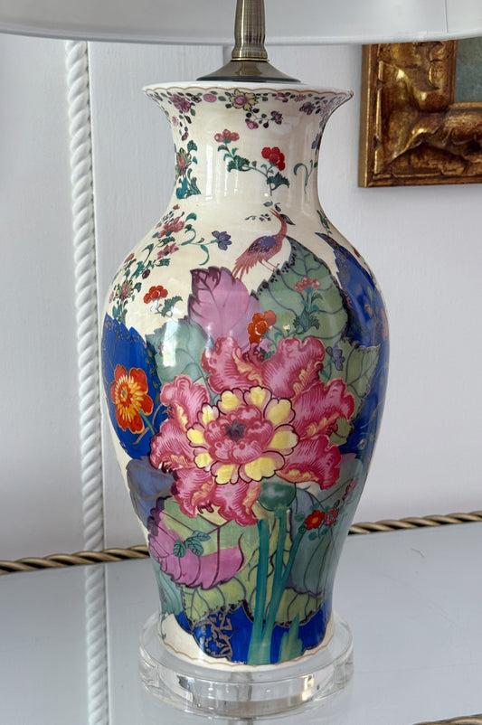 Classic Tobacco Leaf Porcelain Table Lamp