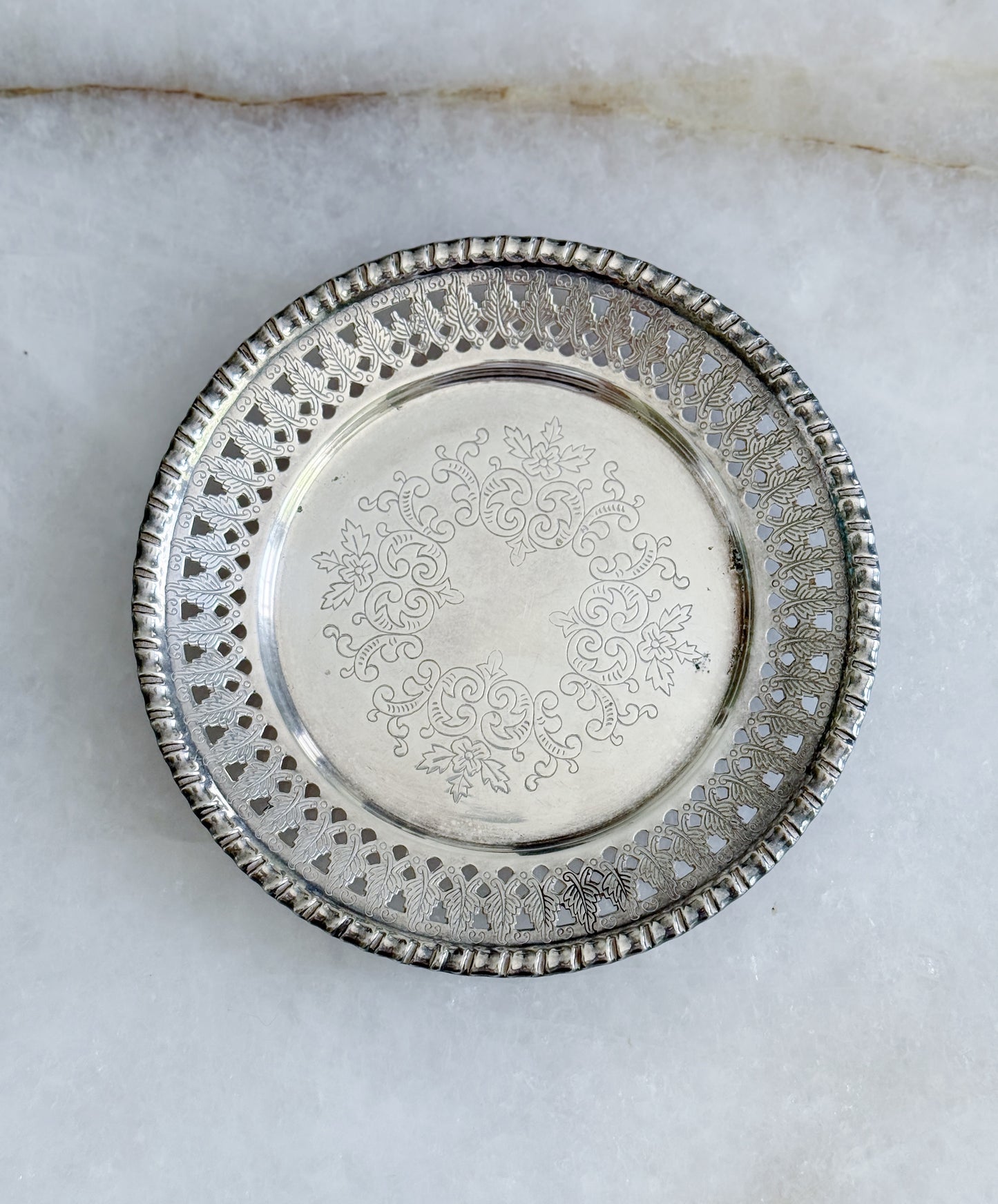 Vintage silver wine coaster