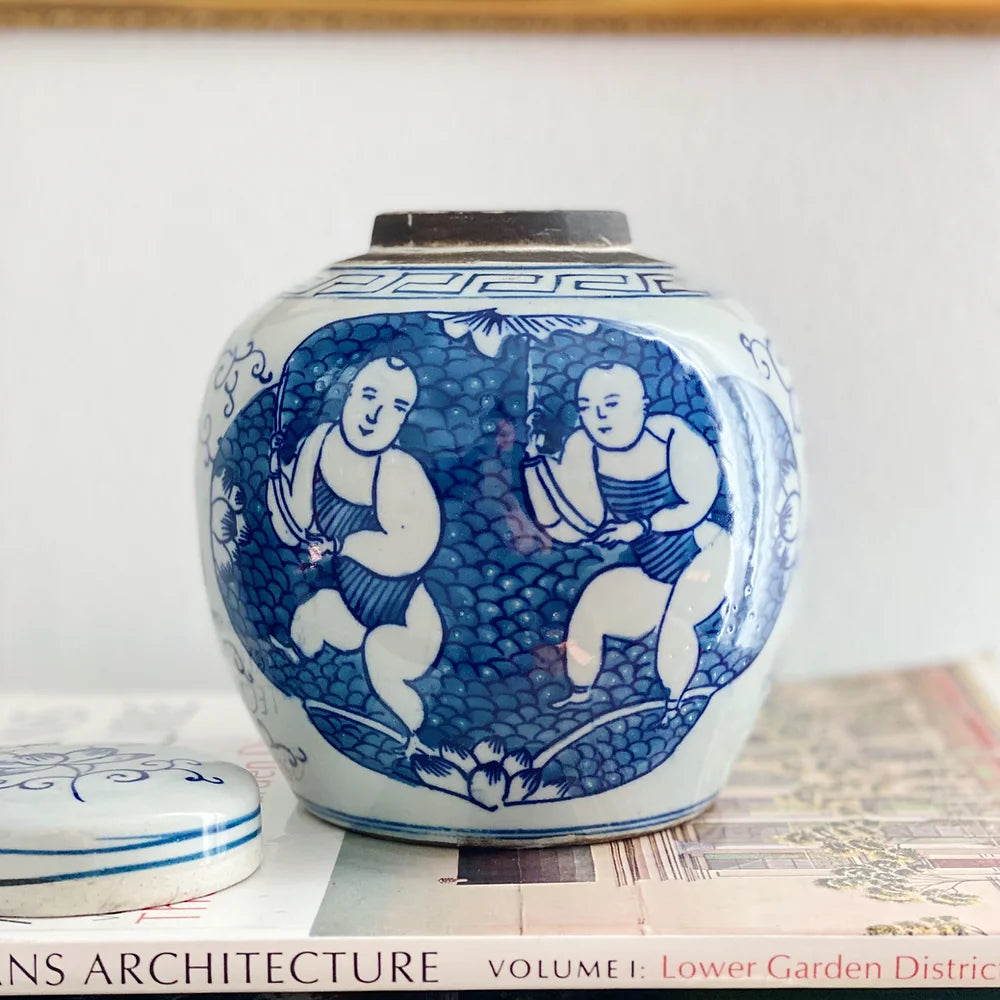 blue and white ginger jar