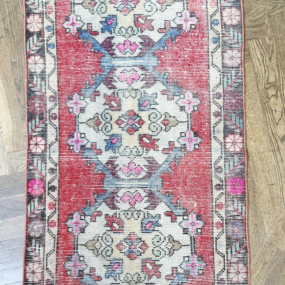 vintage turkish red runner rug
