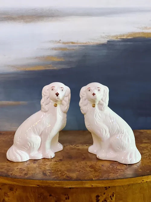 set of pink staffordshire dogs