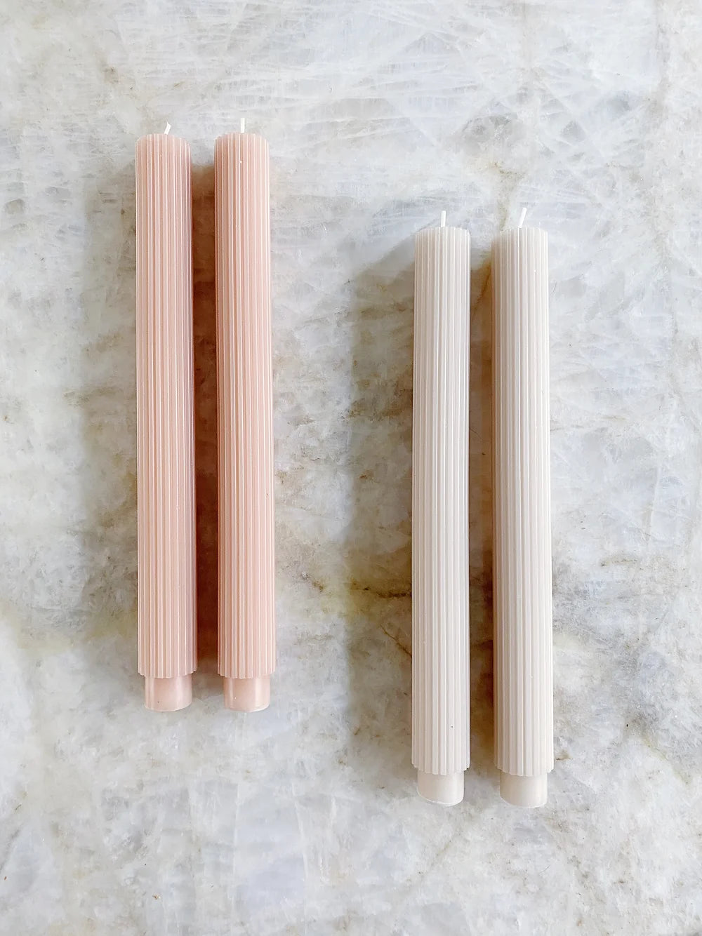 floral society roman taper candles in petal and parchment