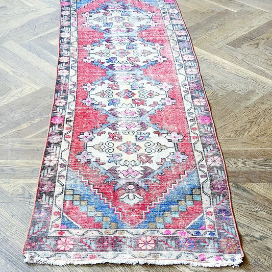 vintage red Turkish runner rug