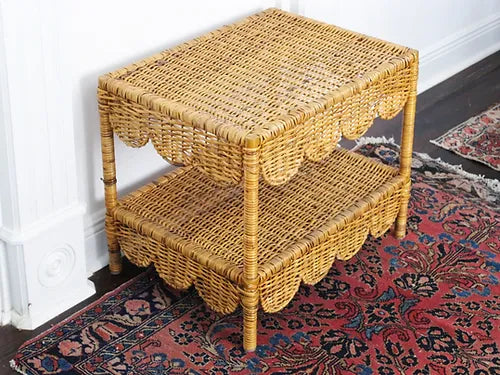 scalloped wicker coffee table 
