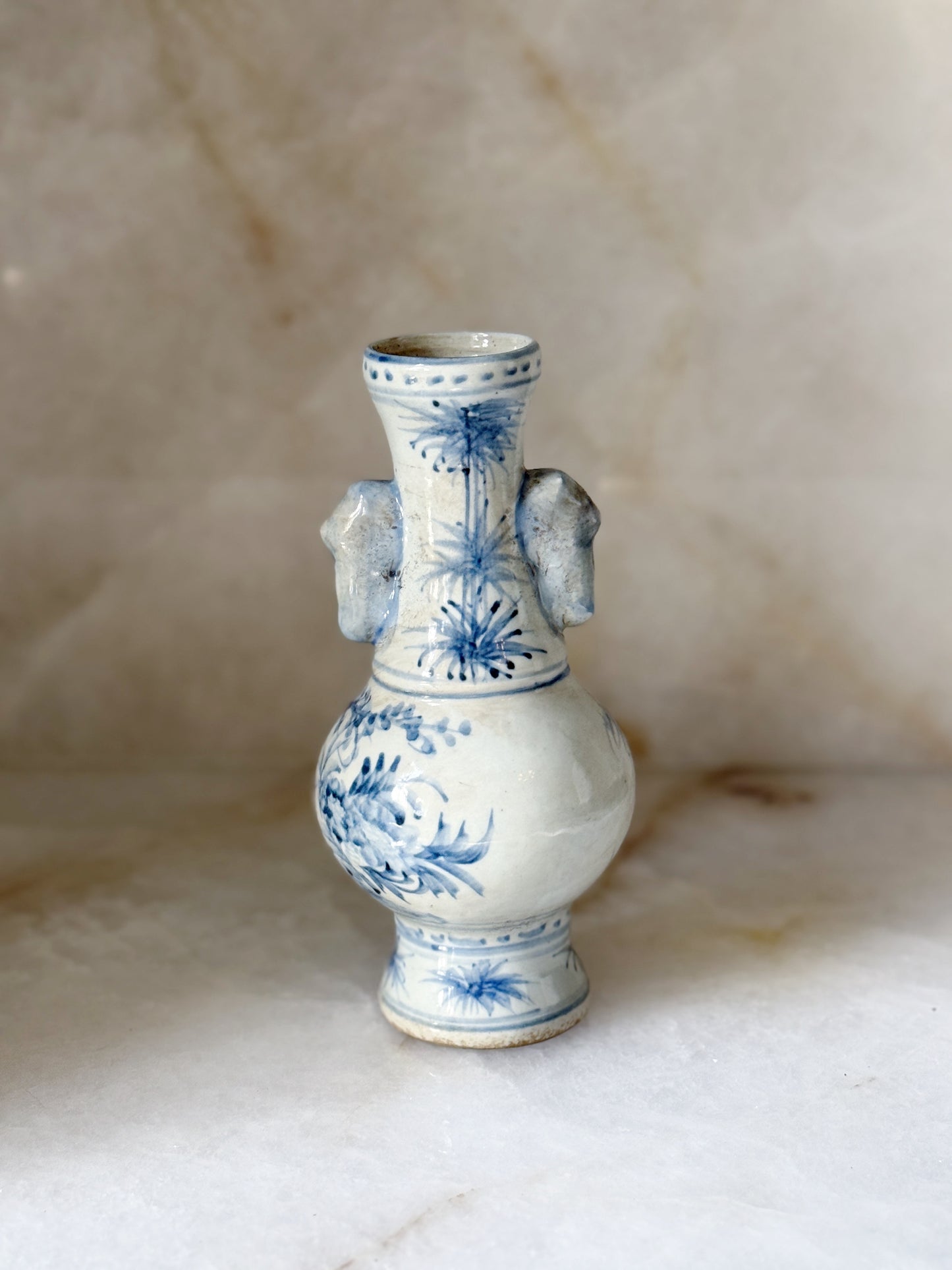 Hand Painted Blue & White Bud Vase