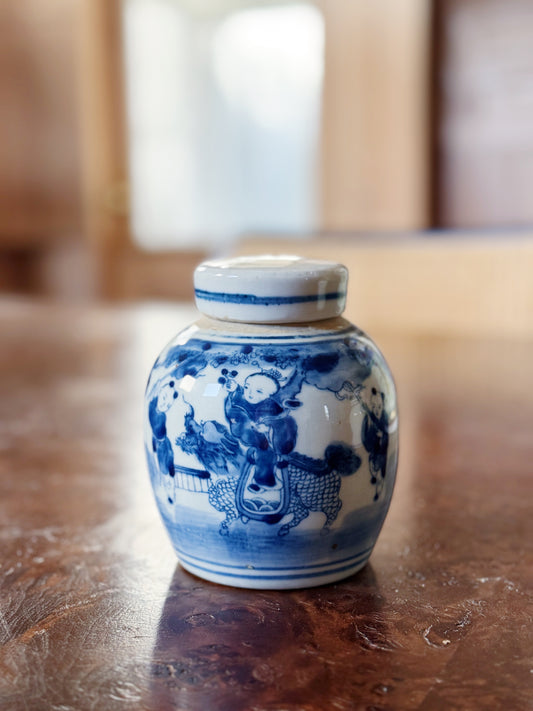 Blue and white mini ginger jars