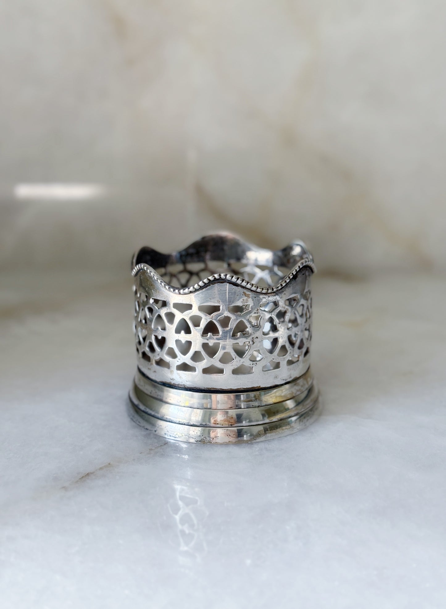 Vintage Tall Silver Wine Coaster
