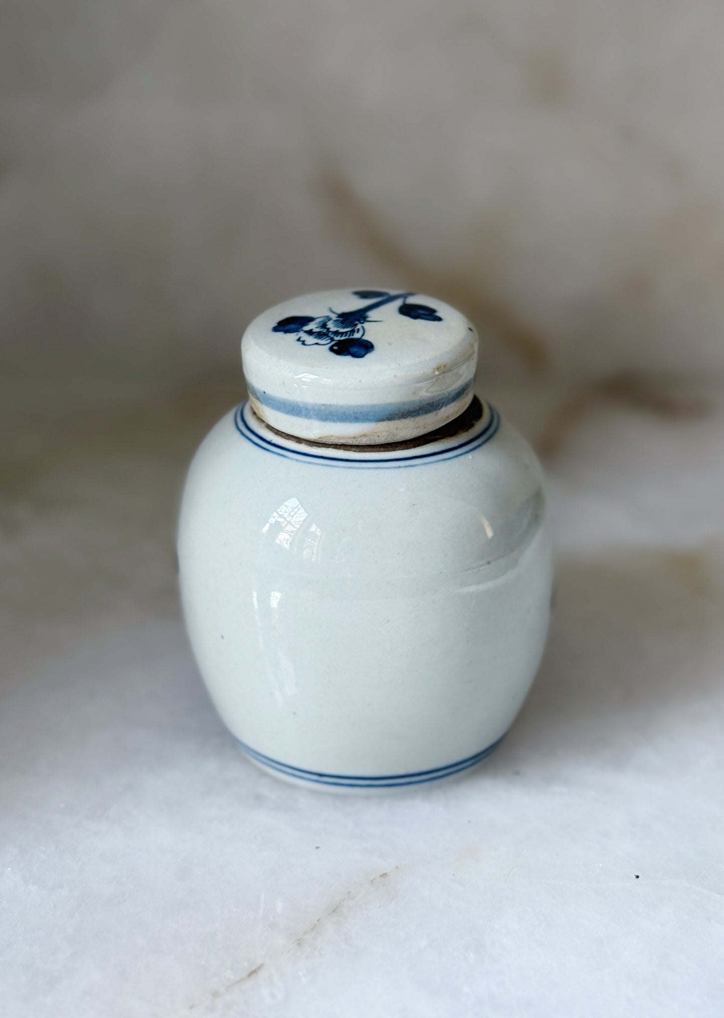 Blue & White Mini Ginger Jar - Peony Floral Motif