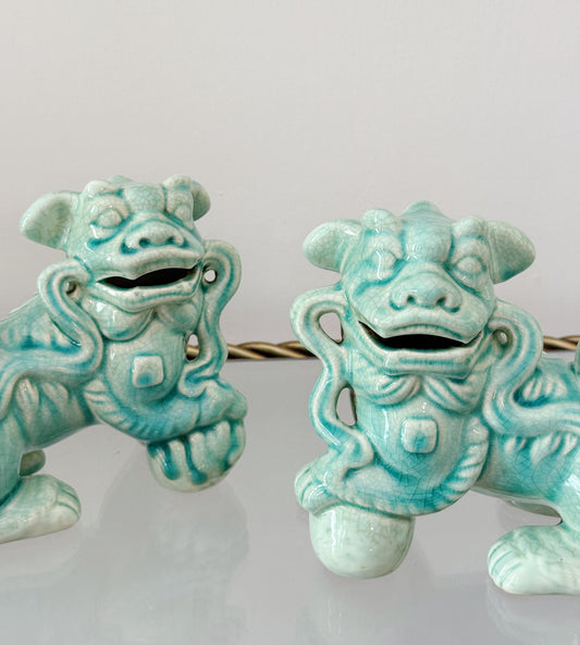Aqua Green Foo Dogs | Pair