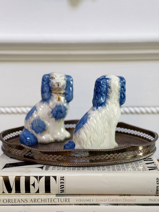 Set of Staffordshire Dogs - Blue & White