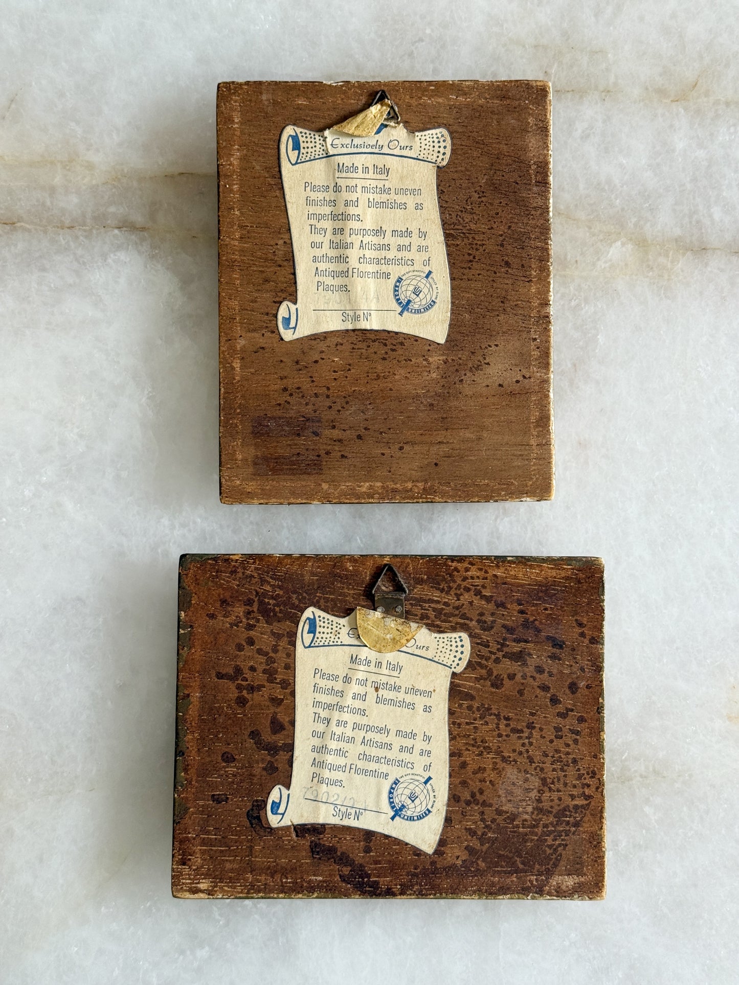 Vintage Italian Florentine Venetian Wall Plaques | Set of 2 Gilt Wood Framed Prints