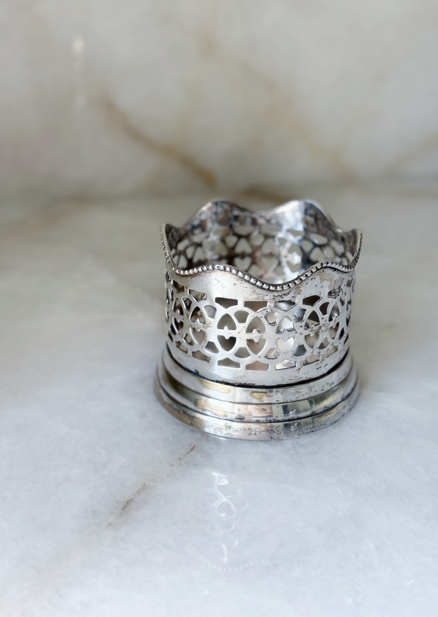 Vintage Tall Silver Wine Coaster