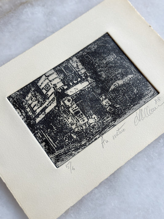 Etching – 'Au Metro' Parisian Cafe