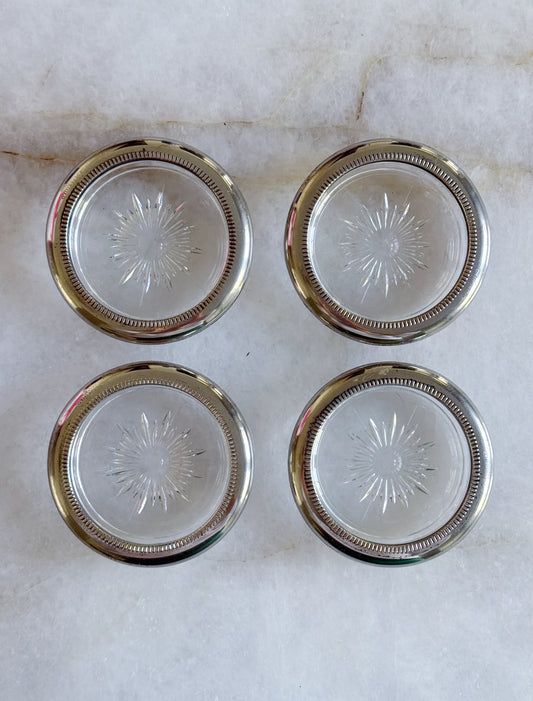 Vintage Silver & Glass Coasters