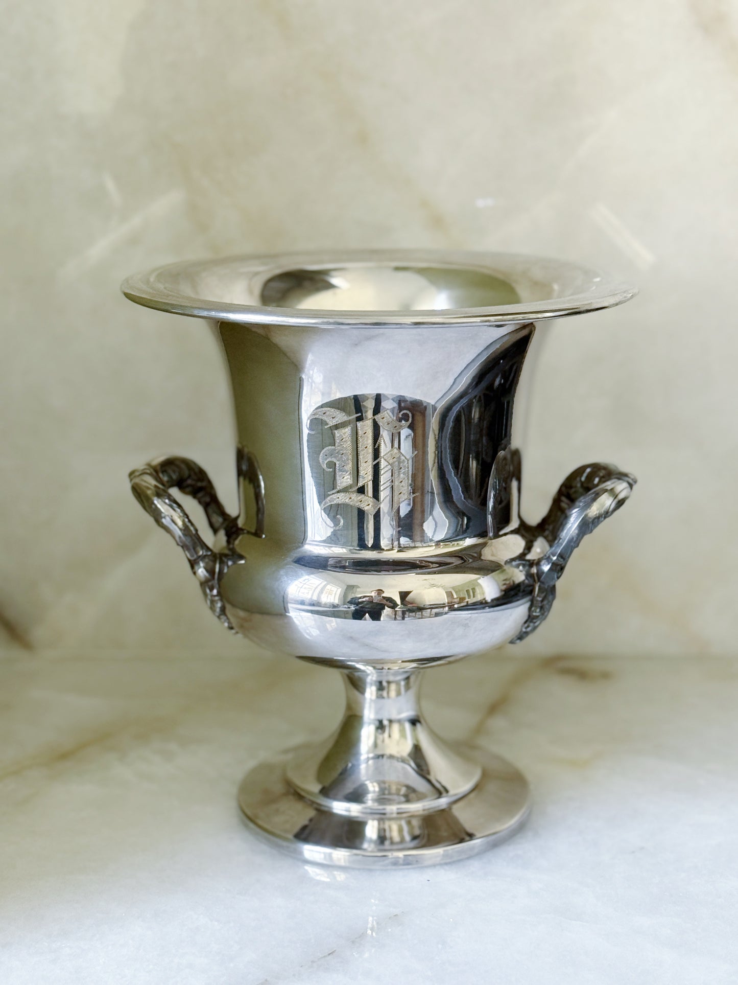Vintage Engraved Silver Champagne Bucket