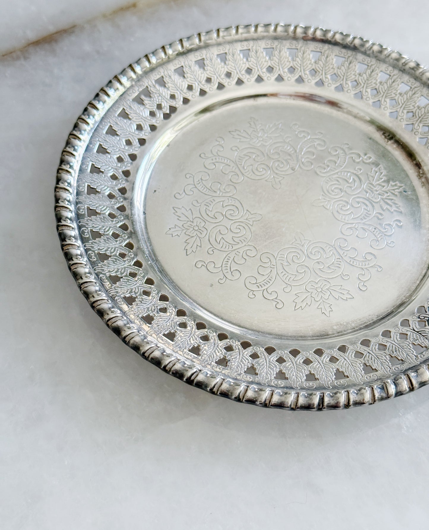 Vintage silver wine coaster