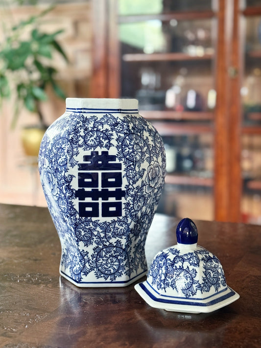 Vintage Blue & White Ginger Jar
