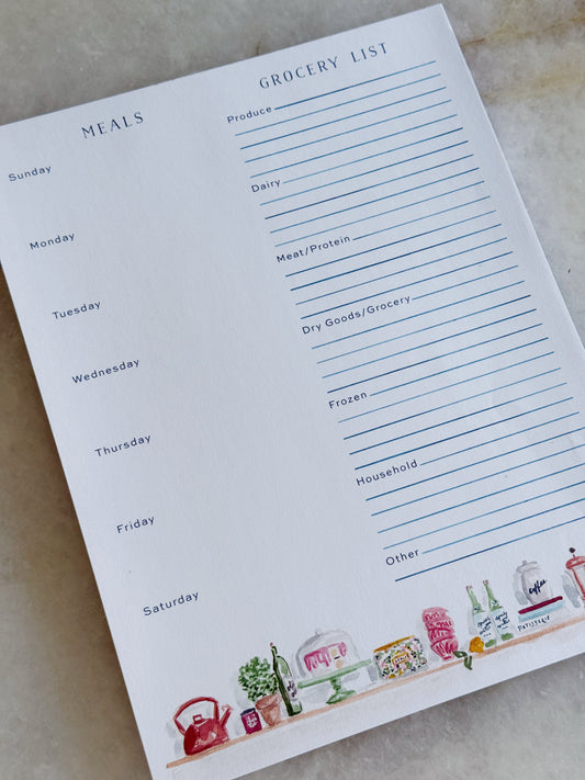 Weekly Meal Planner & Grocery List Notepad