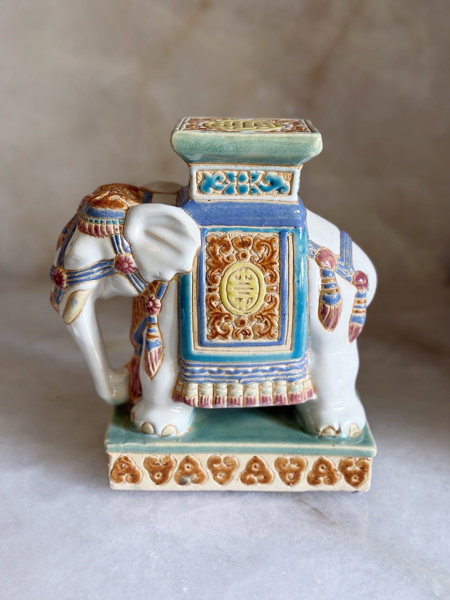 Vintage Ivory Elephant Plant Stand