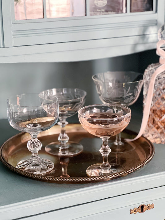 mix and match vintage champagne coupes
