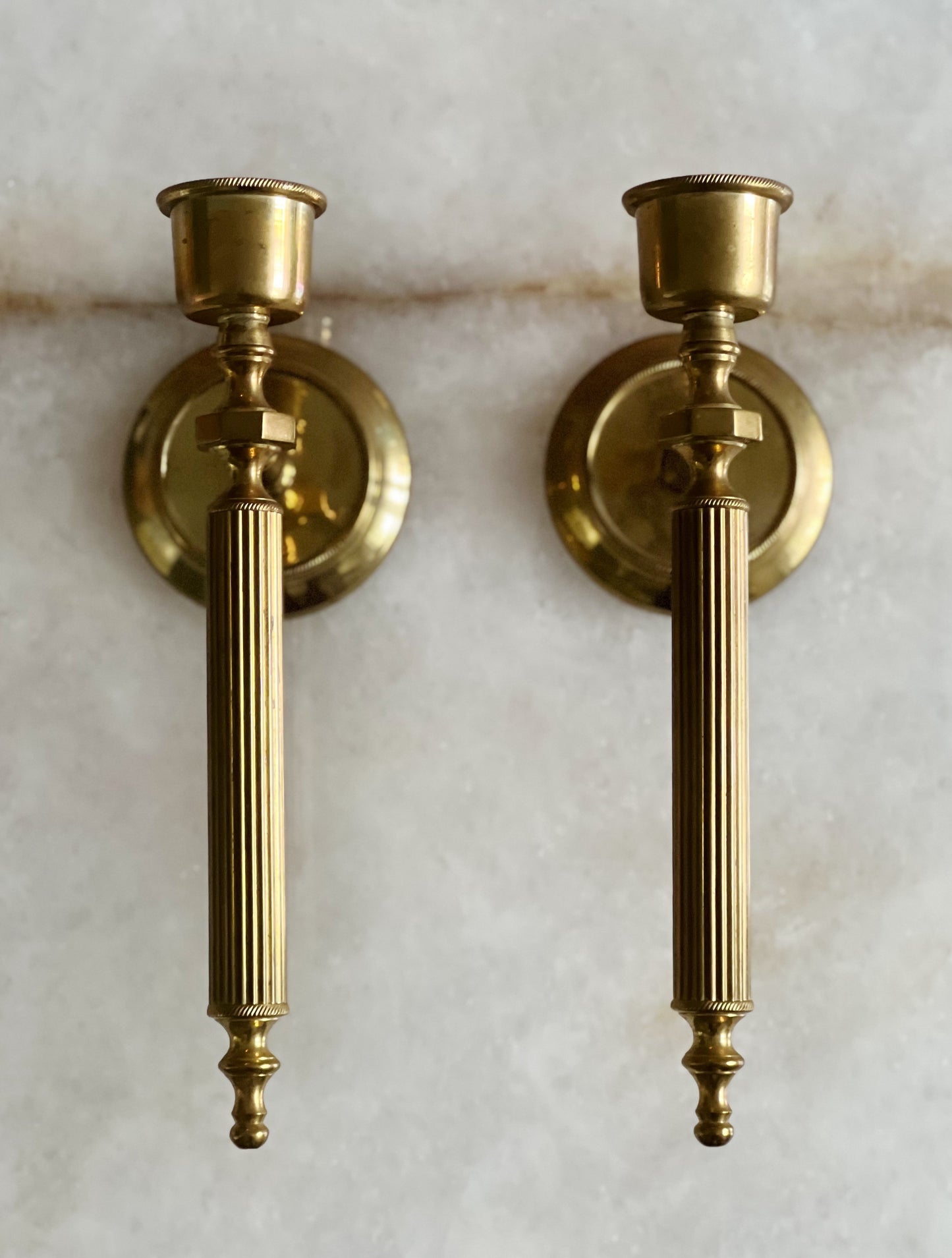 Vintage brass candle sconces