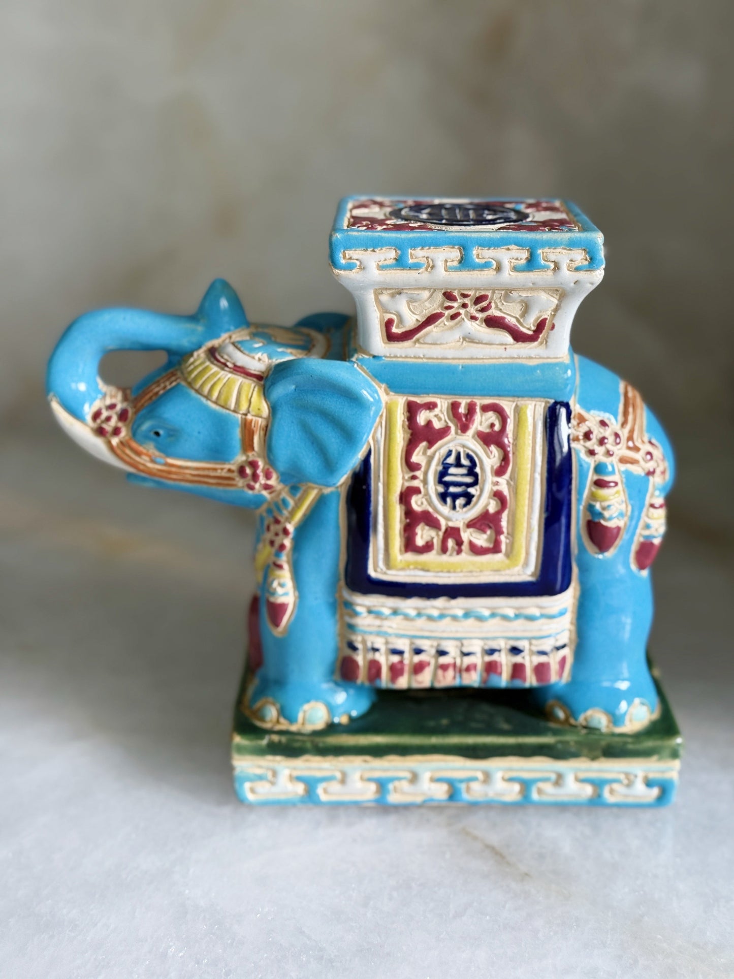 Pair of Vintage Blue Elephant Plant Stands