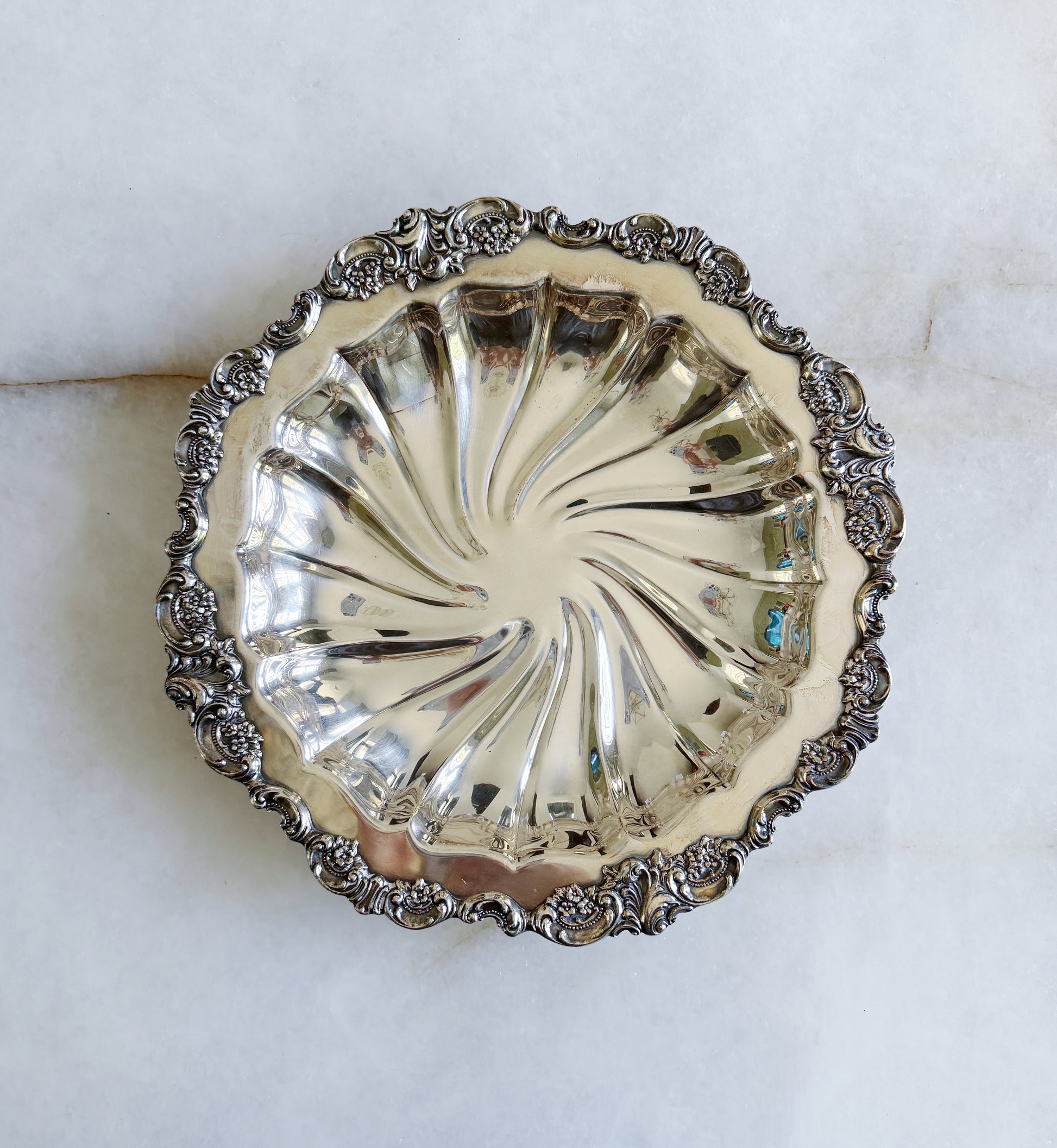 Vintage Round Silver Serving Tray