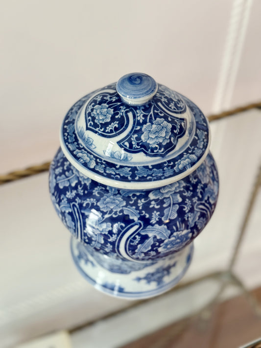 Blue & White Lidded Temple Jar