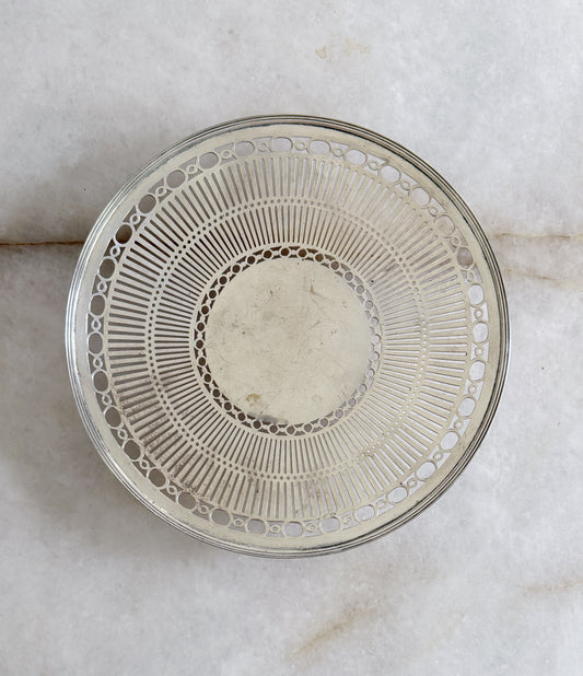 Vintage Silver Reticulated Round Tray