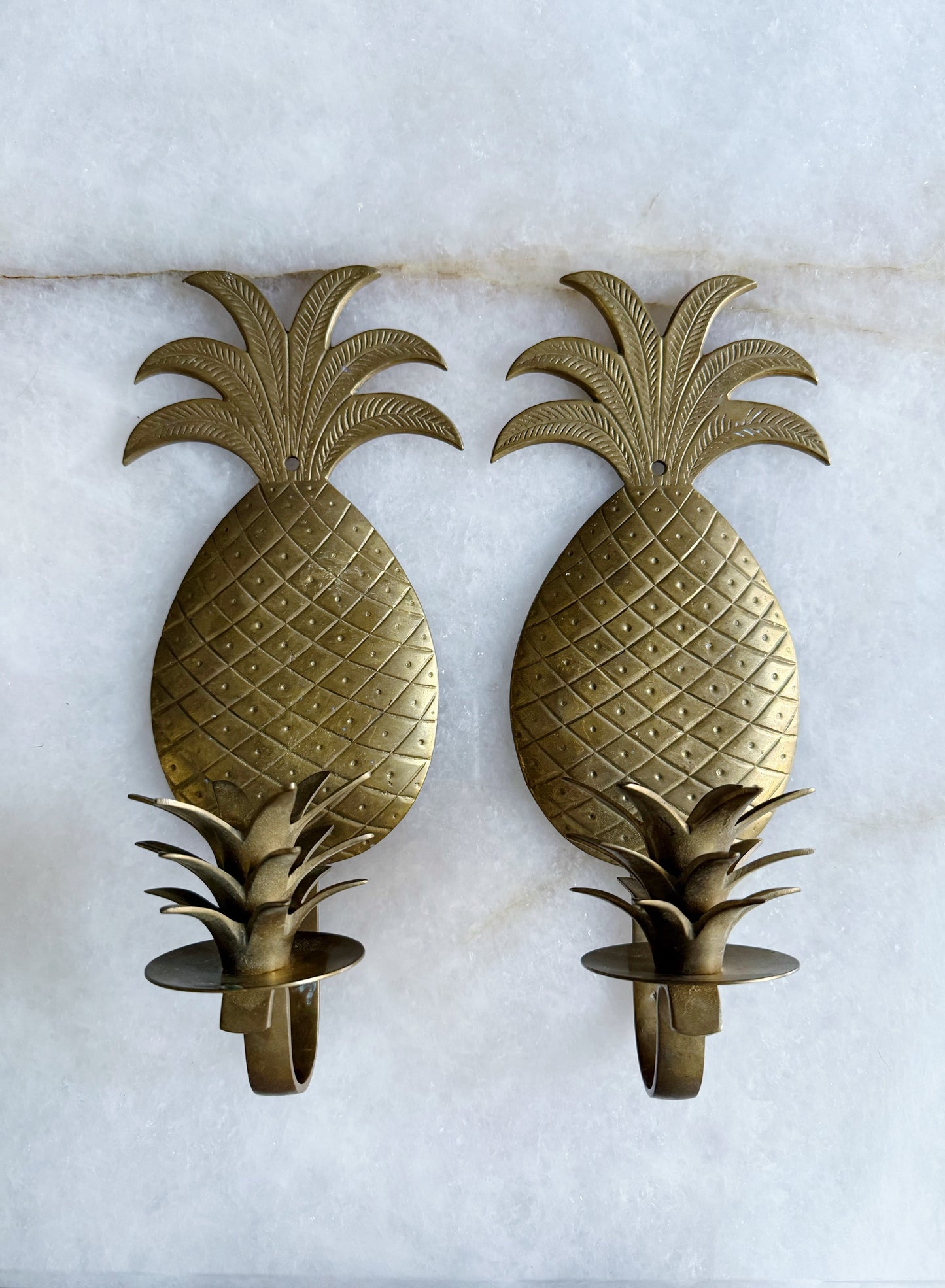Vintage brass pineapple sconces