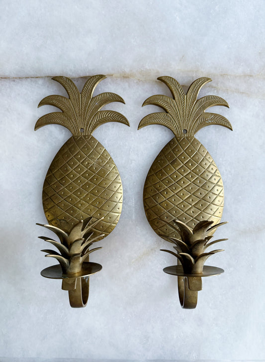 Vintage brass pineapple sconces