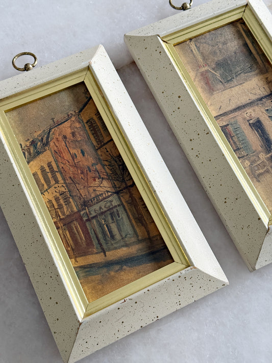 Vintage Mid-Century Framed Architectural Wall Art | Set of Two