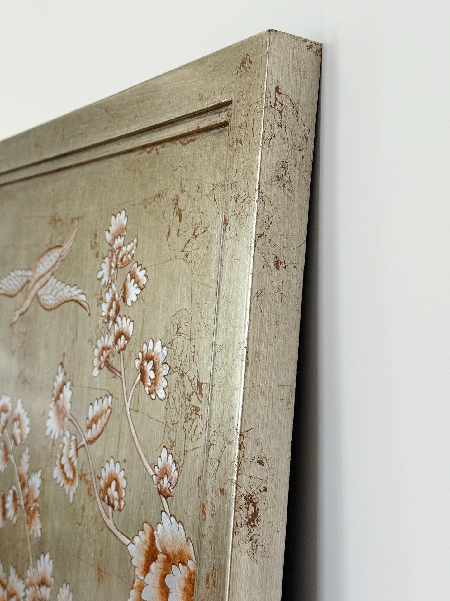 Large Scale Hand-Painted Metallic Chinoiserie Wall Panel
