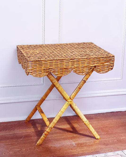 Wicker Butler Tray Table / Bar Cart