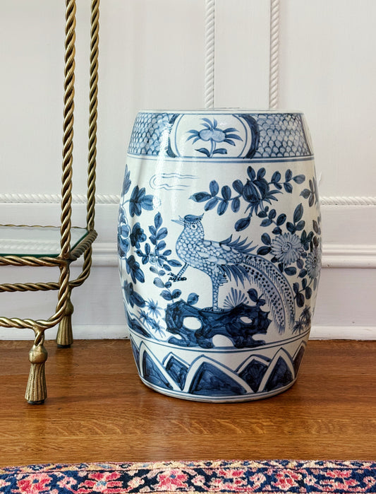 Blue & White Porcelain Pheasant Garden Seat