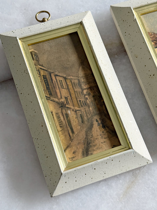 Pair of Vintage Framed European Street Scene Prints