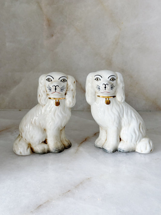 White Staffordshire Dog Figurines – Pair | Classic Porcelain Decor