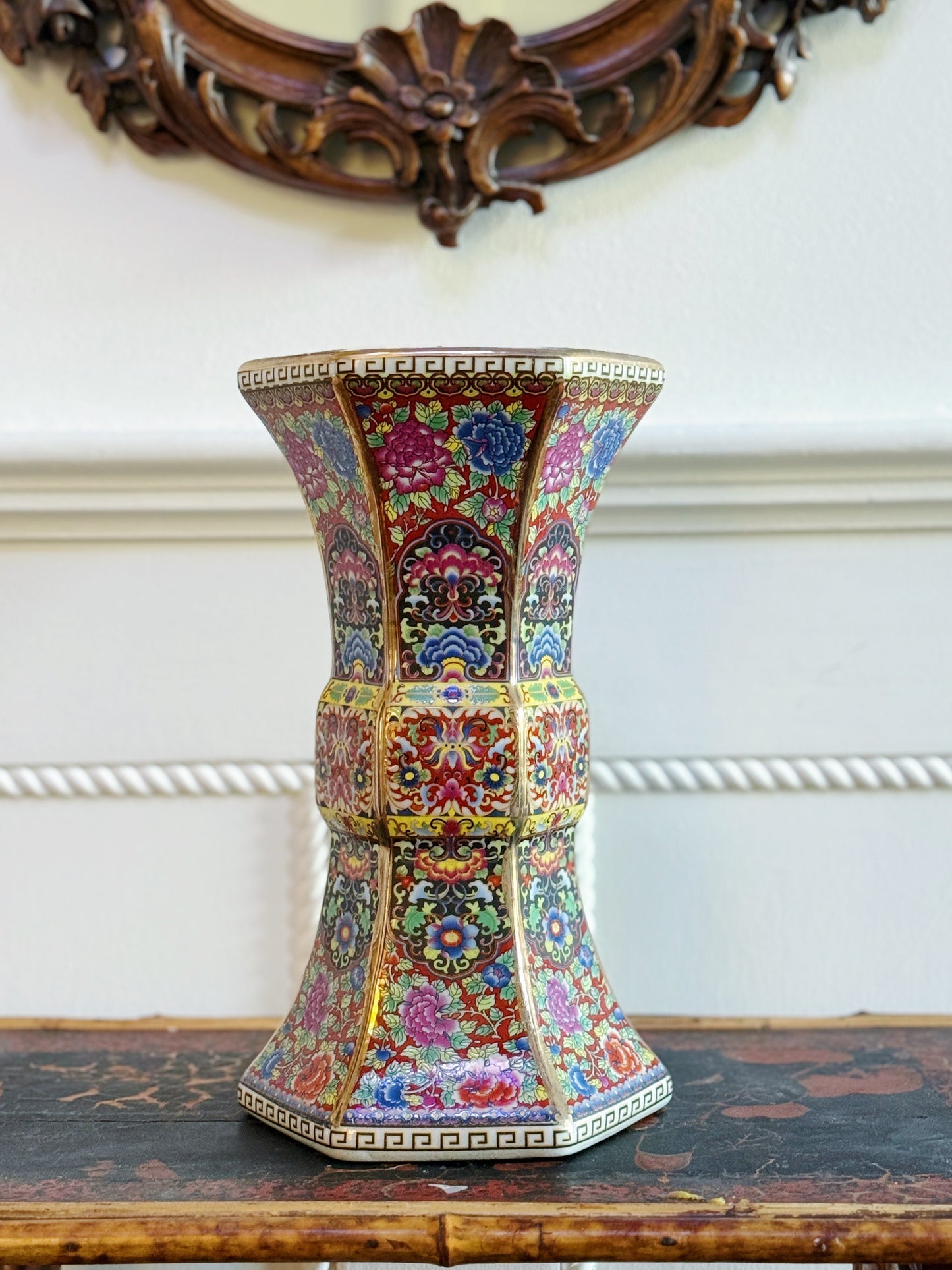 Hand Painted Hexagon Shaped Vase