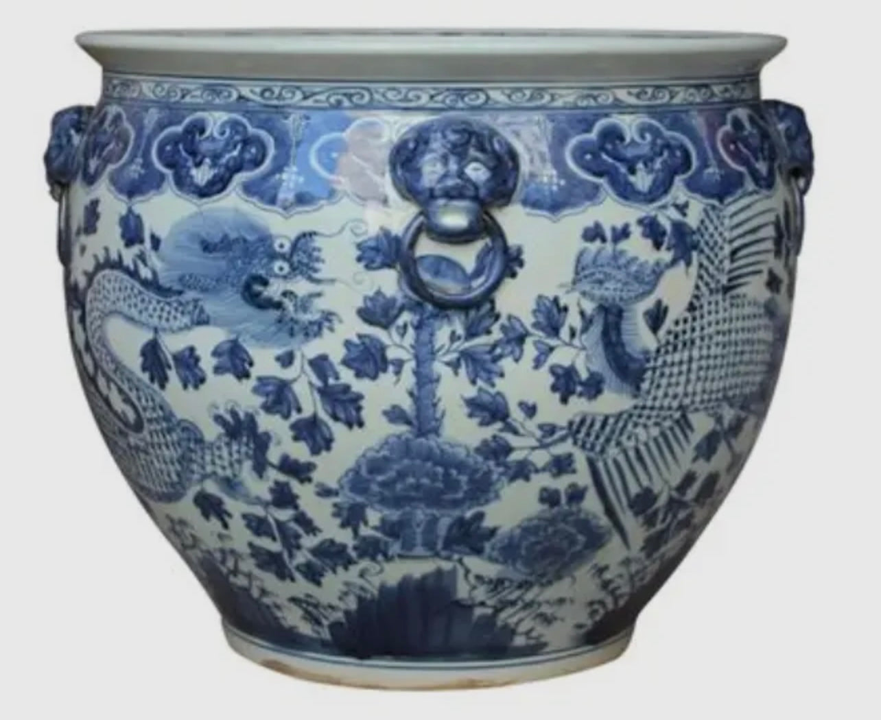 Large Blue & White Dragon Planter