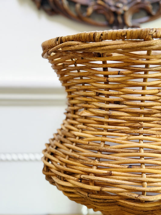 Handwoven Wicker Pedestal Urn