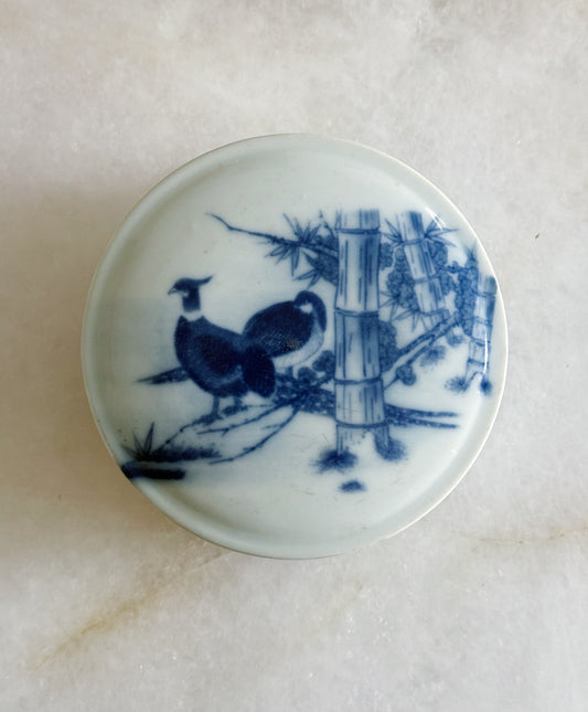 Blue & White Porcelain Pheasant Trinket Box