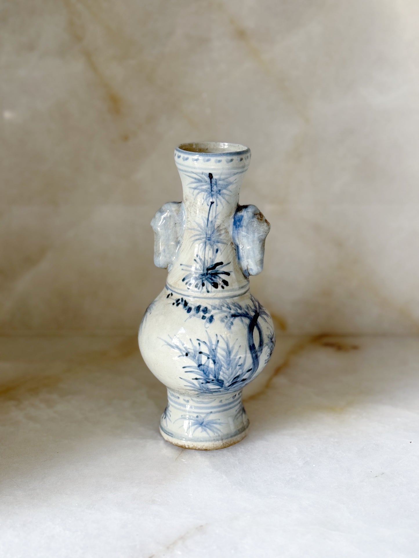 Hand Painted Blue & White Bud Vase