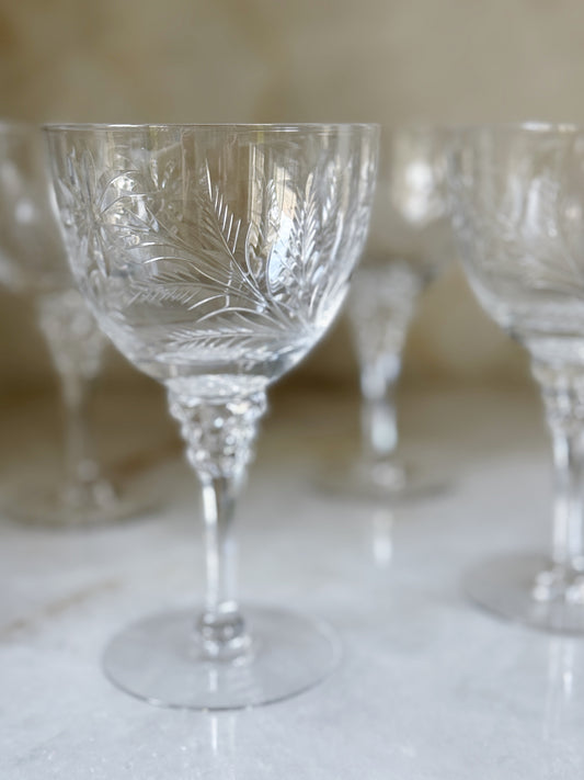 Set of Vintage Crystal Wine Goblets