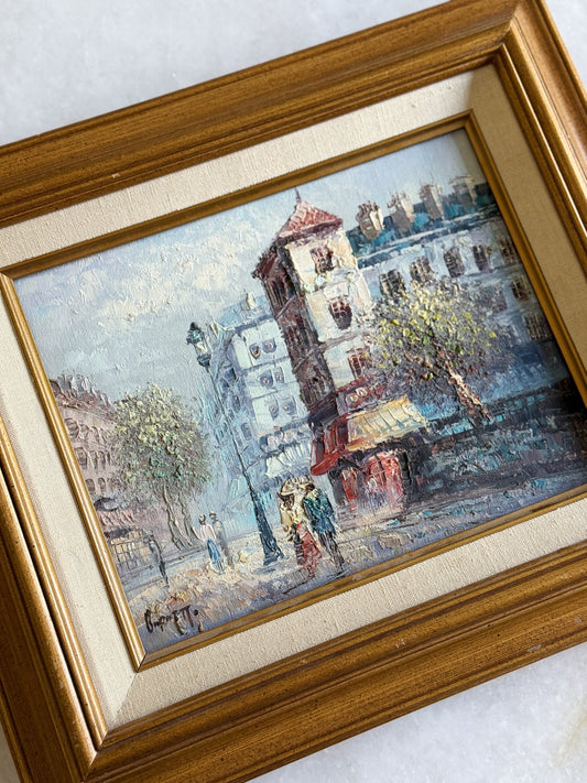 Vintage Oil Painting – European City Scene