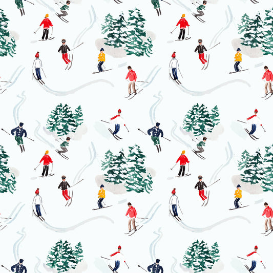 Vintage-Inspired Skier Wrapping Paper