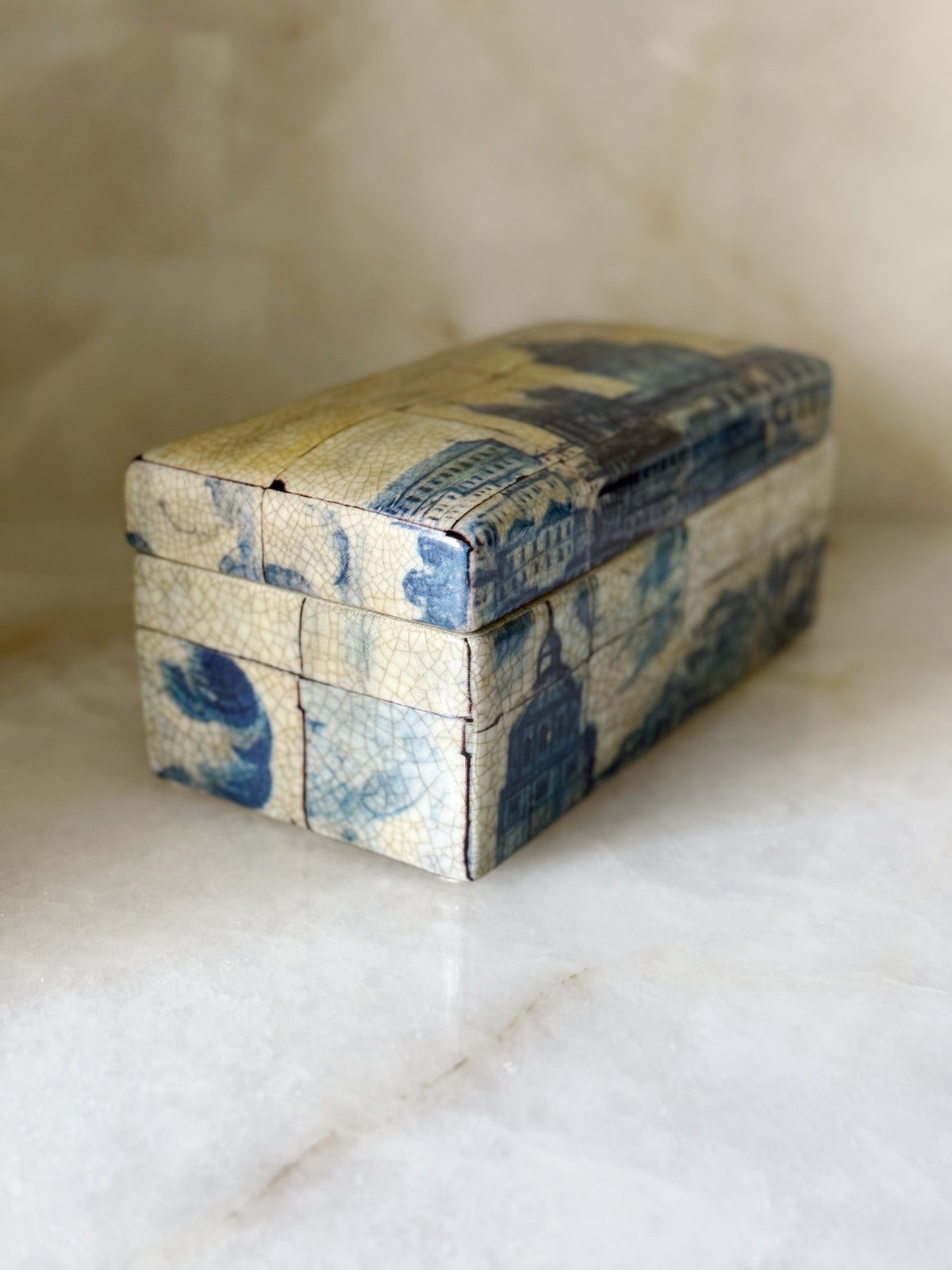 Blue & White Architectural Ceramic Box