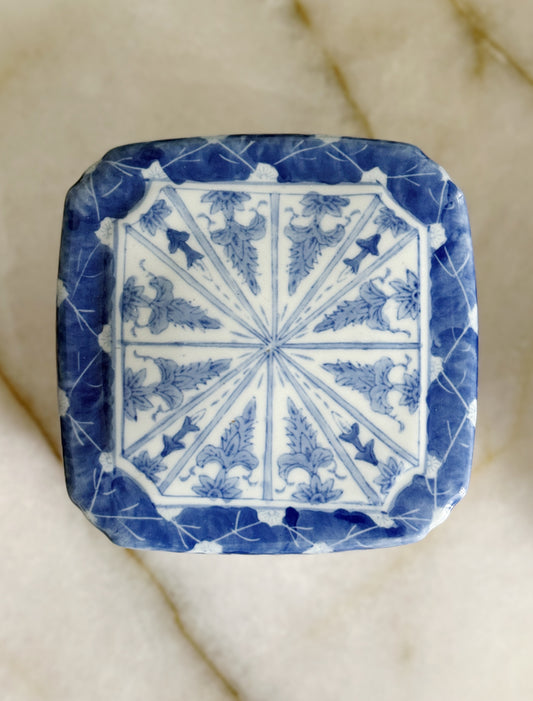 Vintage Blue & White Porcelain Covered Box