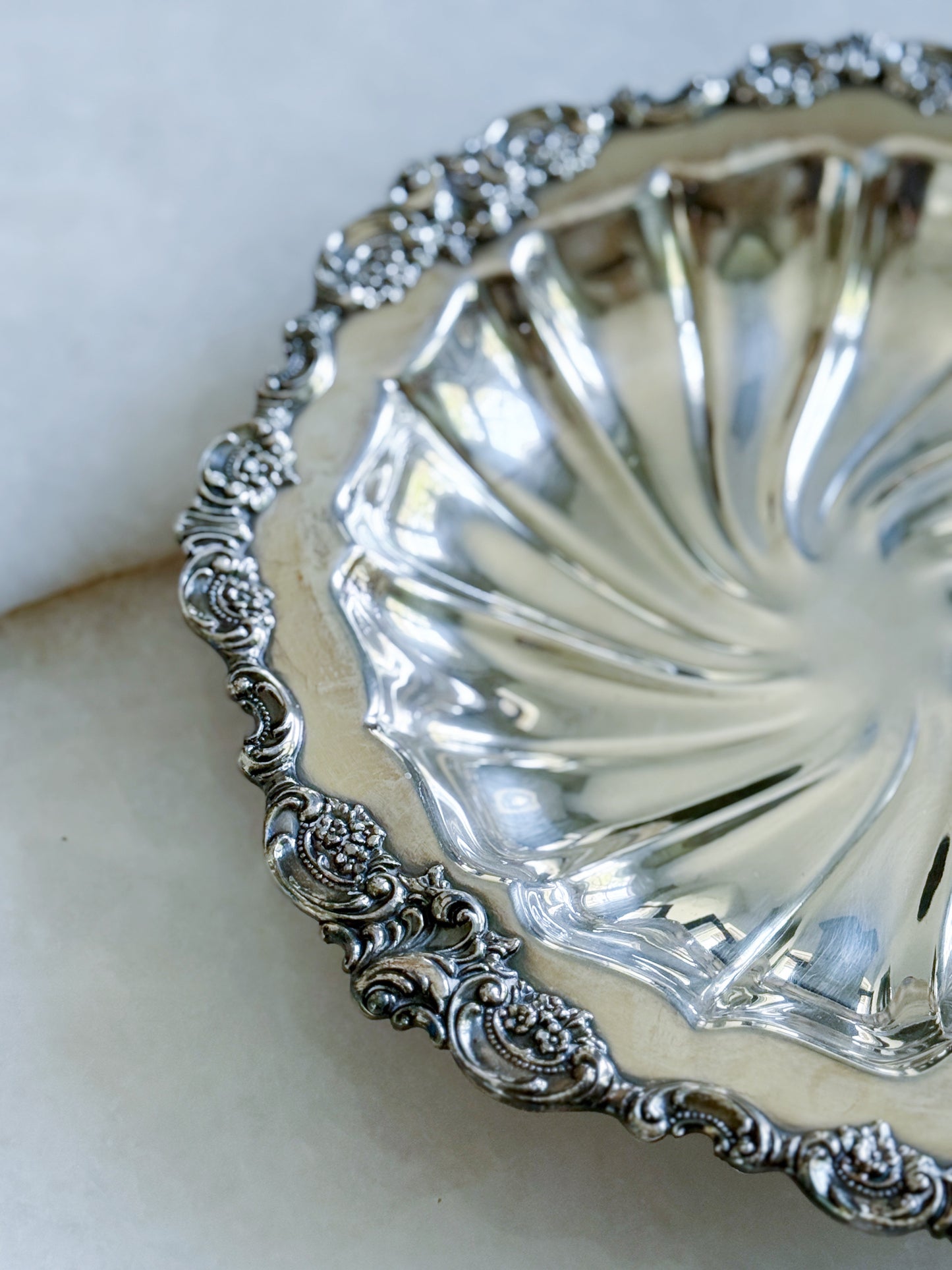 Vintage Round Silver Serving Tray