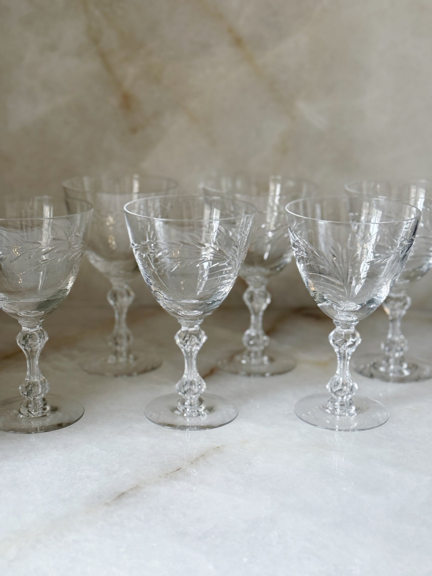 Set of Vintage Crystal Wine Goblets